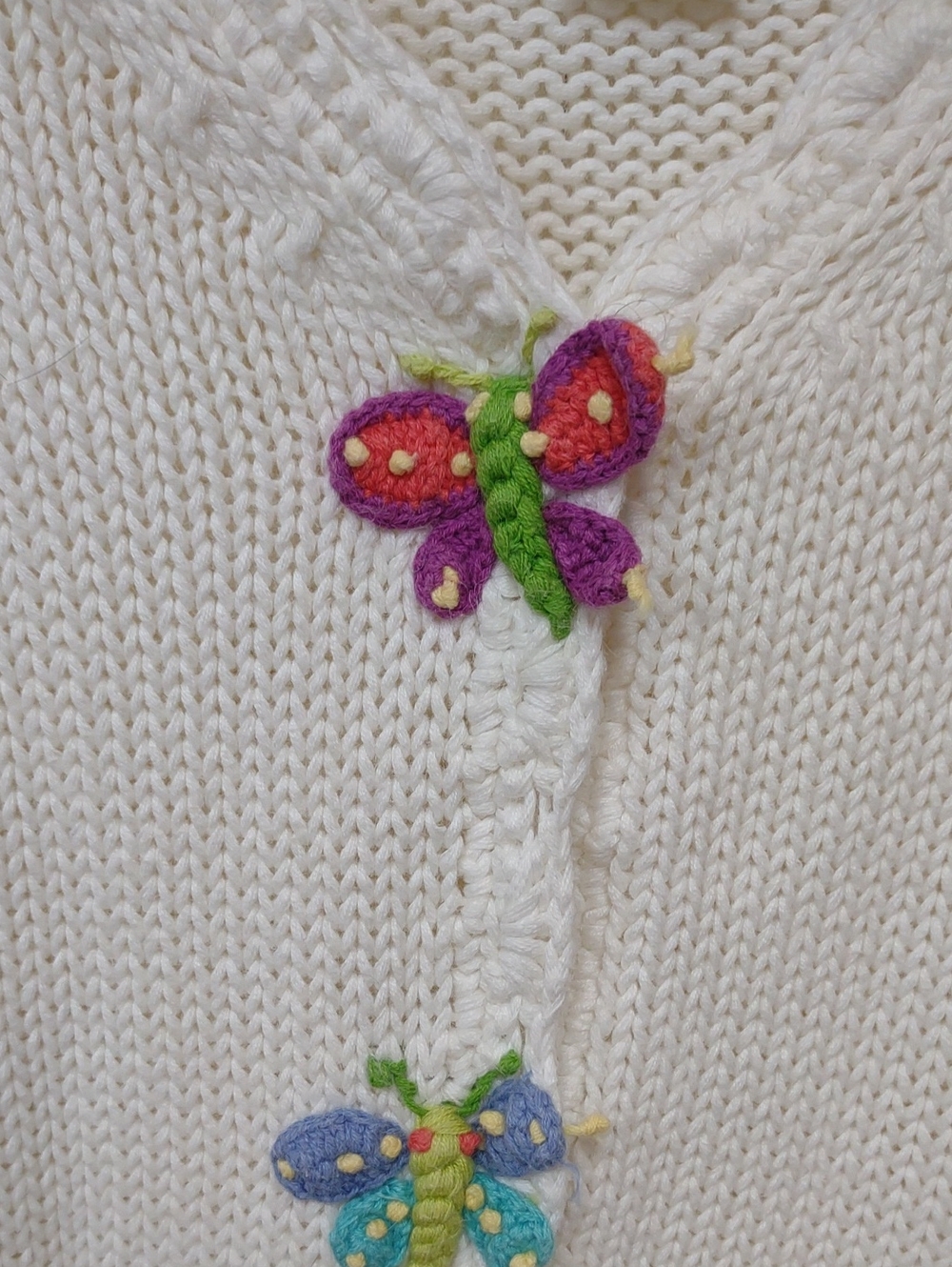 Curio Vintage White Knit Cottage-Style BU Cardigan Whimsical Decorative Buttons - Picture 5 of 15